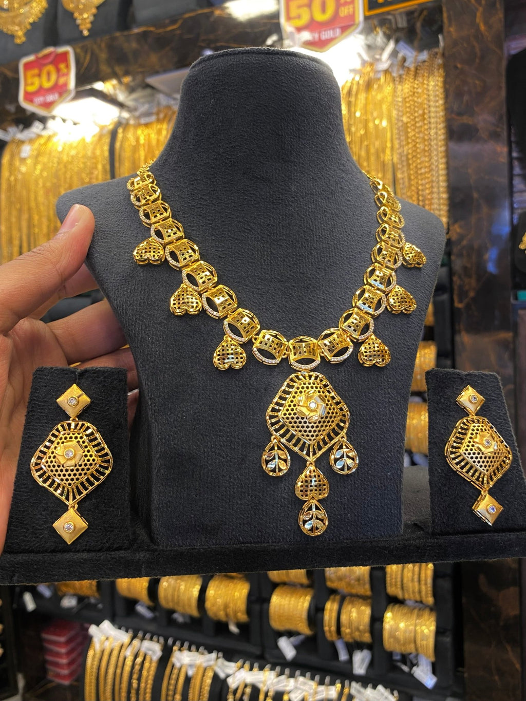 Cz Set Turkish Style Neck - Gold Plated - FAA FASHION