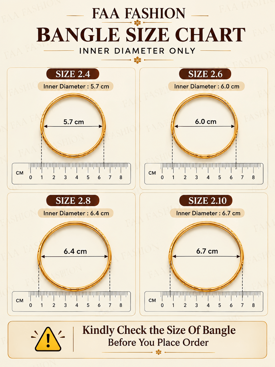 Gold Plated Bangle 4Pcs Full Gold - FAA FASHION