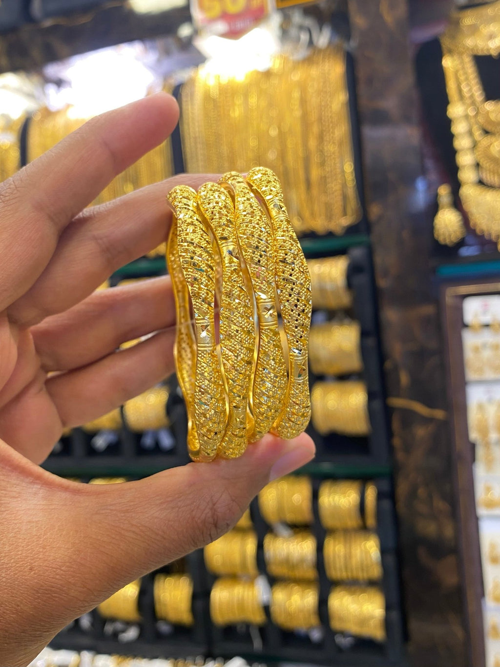Gold plated Bangles Turkish style - 4pcs - FAA FASHION