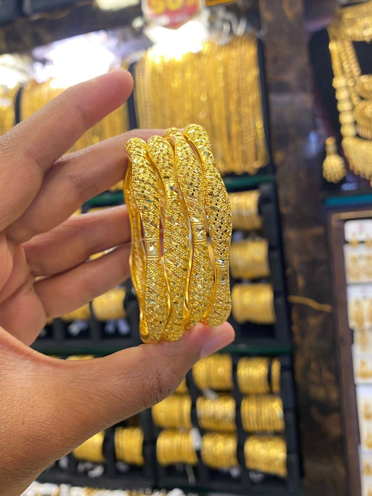Gold plated Bangles Turkish style - 4pcs - FAA FASHION