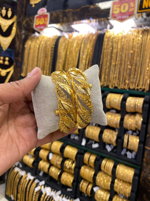 Gold Plated Kada 2Pcs - FAA FASHION