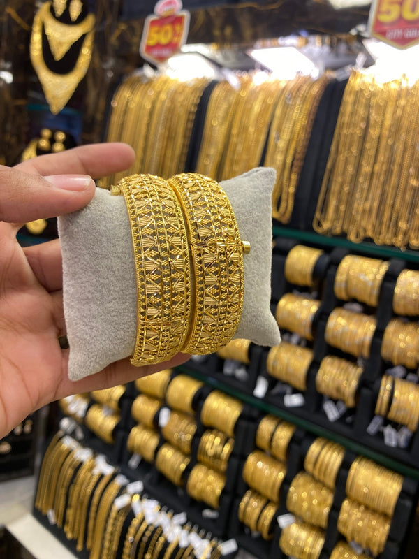 Gold Plated Kada 2Pcs - FAA FASHION