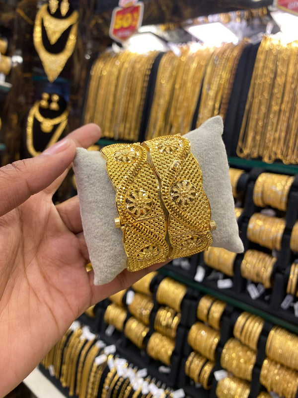 Gold Plated Kada 2Pcs - FAA FASHION