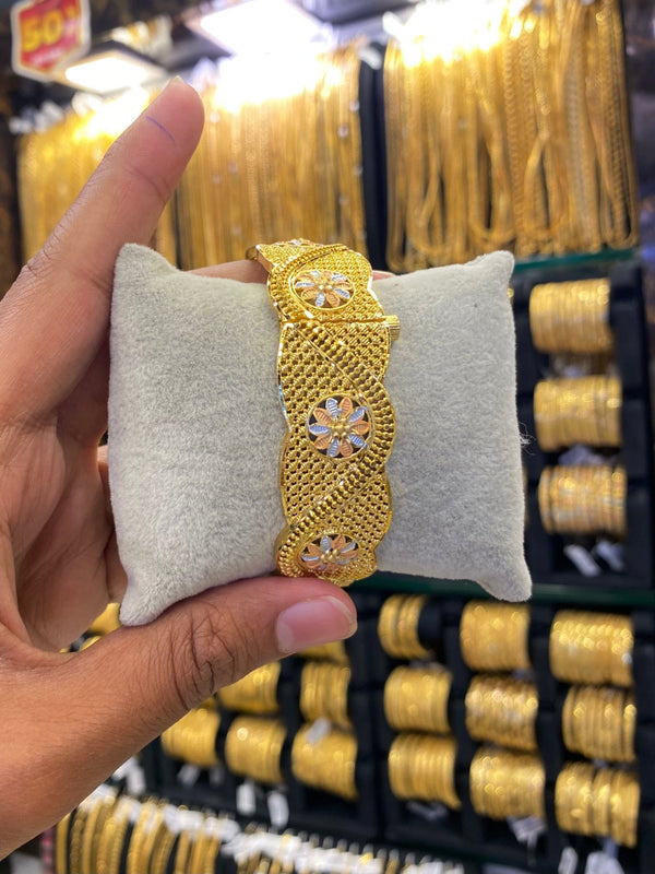 Gold Plated Kada Bangle Screw Type 1Pcs - Tri Mix - FAA FASHION
