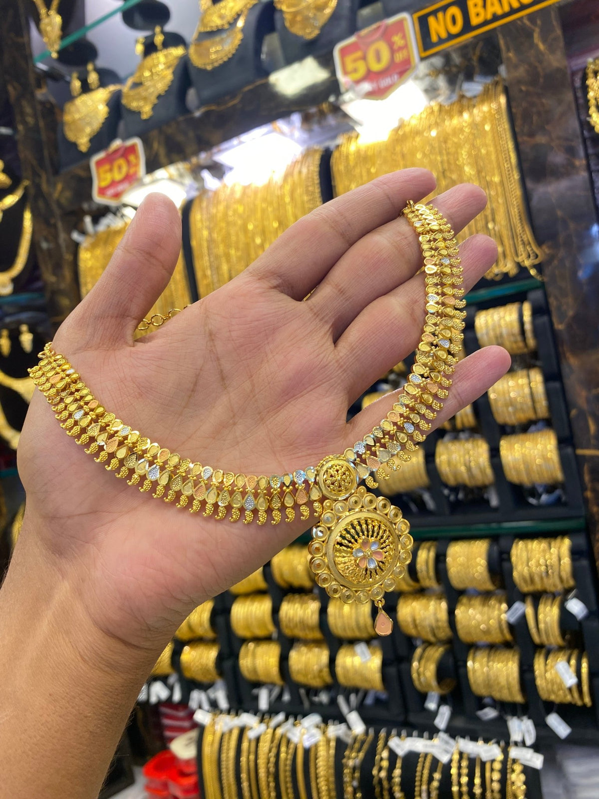 Gold plated neck set - Tri colour - FAA FASHION