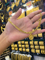 Gold Plated Sleek Neck Set Full Gold - FAA FASHION