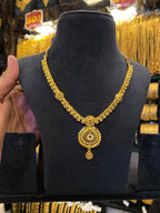 Gold Plated Sleek Neck Set Full Gold - FAA FASHION
