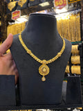 Gold Plated Sleek Neck Set Tri Mix - Gold Look - FAA FASHION