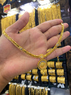 Gold Plated Sleek Neck Set Tri Mix - Gold Look - FAA FASHION