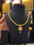 Gold Plated Sleek Neck Set Tri Mix - Gold Look - FAA FASHION