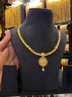 Gold Plated Sleek Neck Set Tri Mix - Gold Look - FAA FASHION