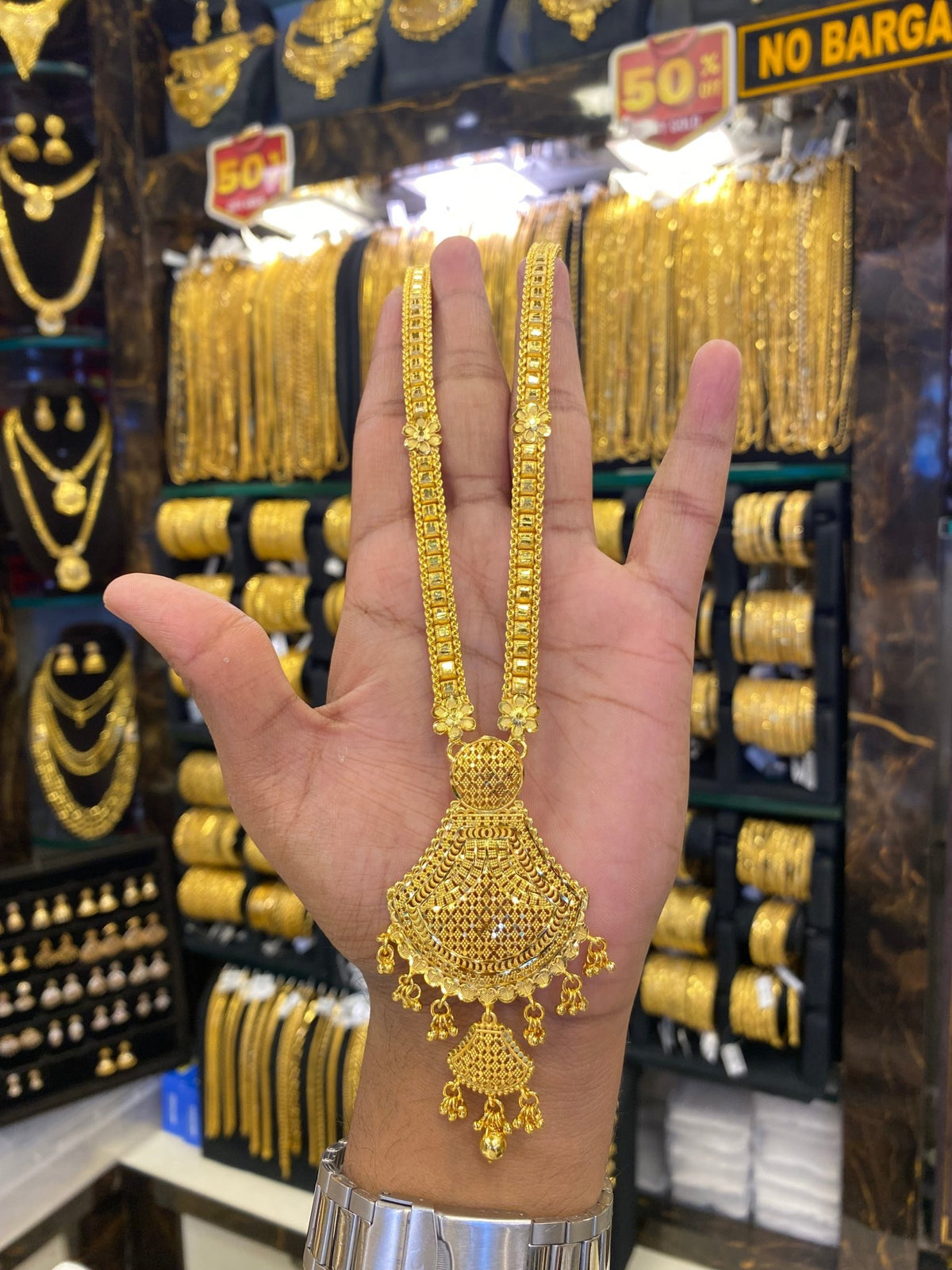 Indian Style Long Set Full Gold - Gold Plated - FAA FASHION