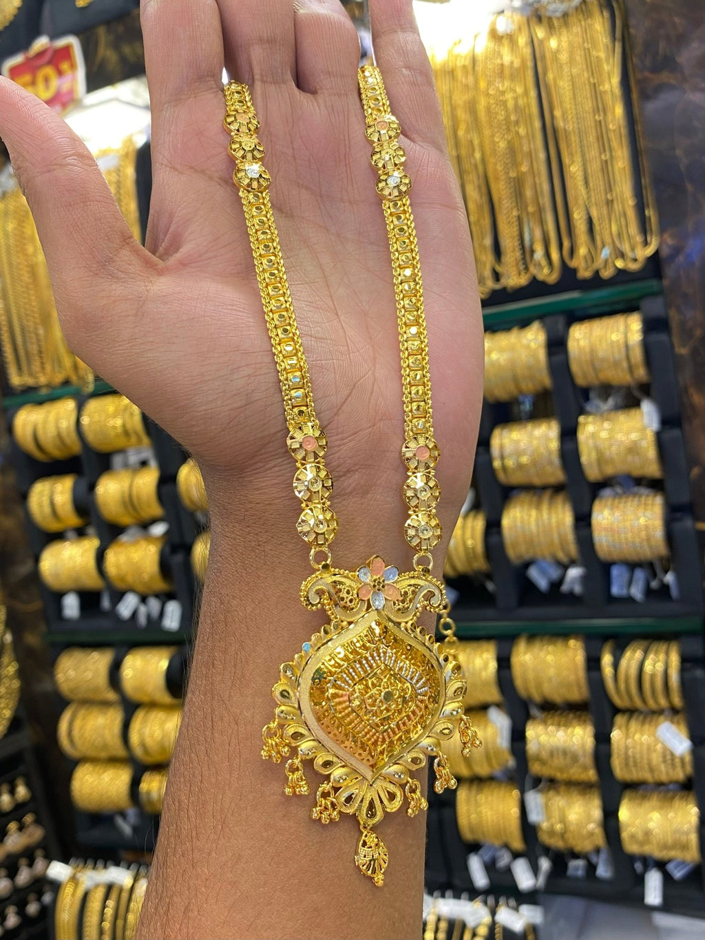 Indian Style Long Set Tri Mix - Gold Plated - FAA FASHION
