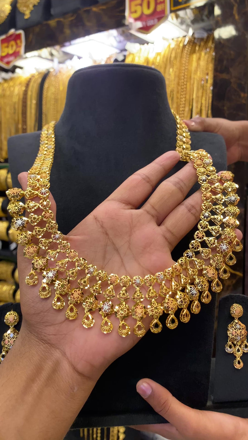 Turkish Style Long Set Tri Colour- Gold Plated
