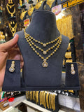 Statement Neck Set Cz Stone 3Step - Gold Plated - FAA FASHION