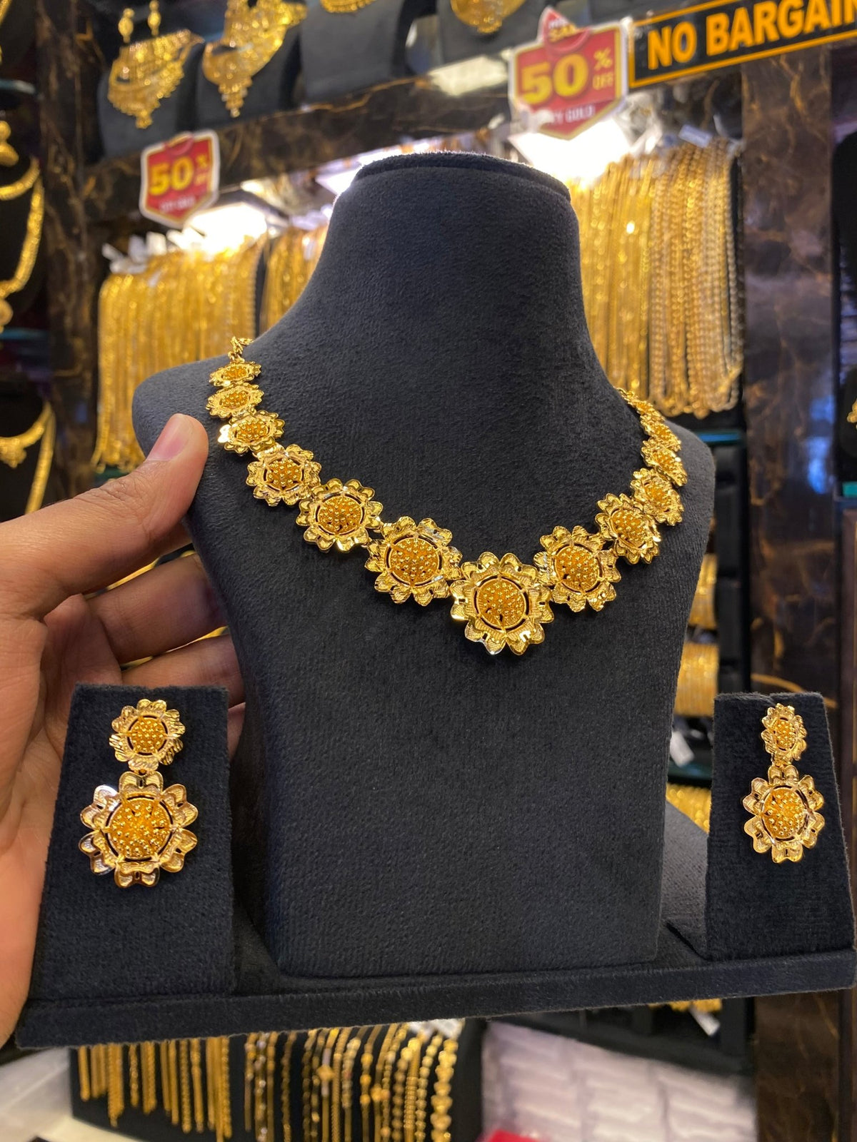 Turkish neck set flowral type - Gold plated - FAA FASHION