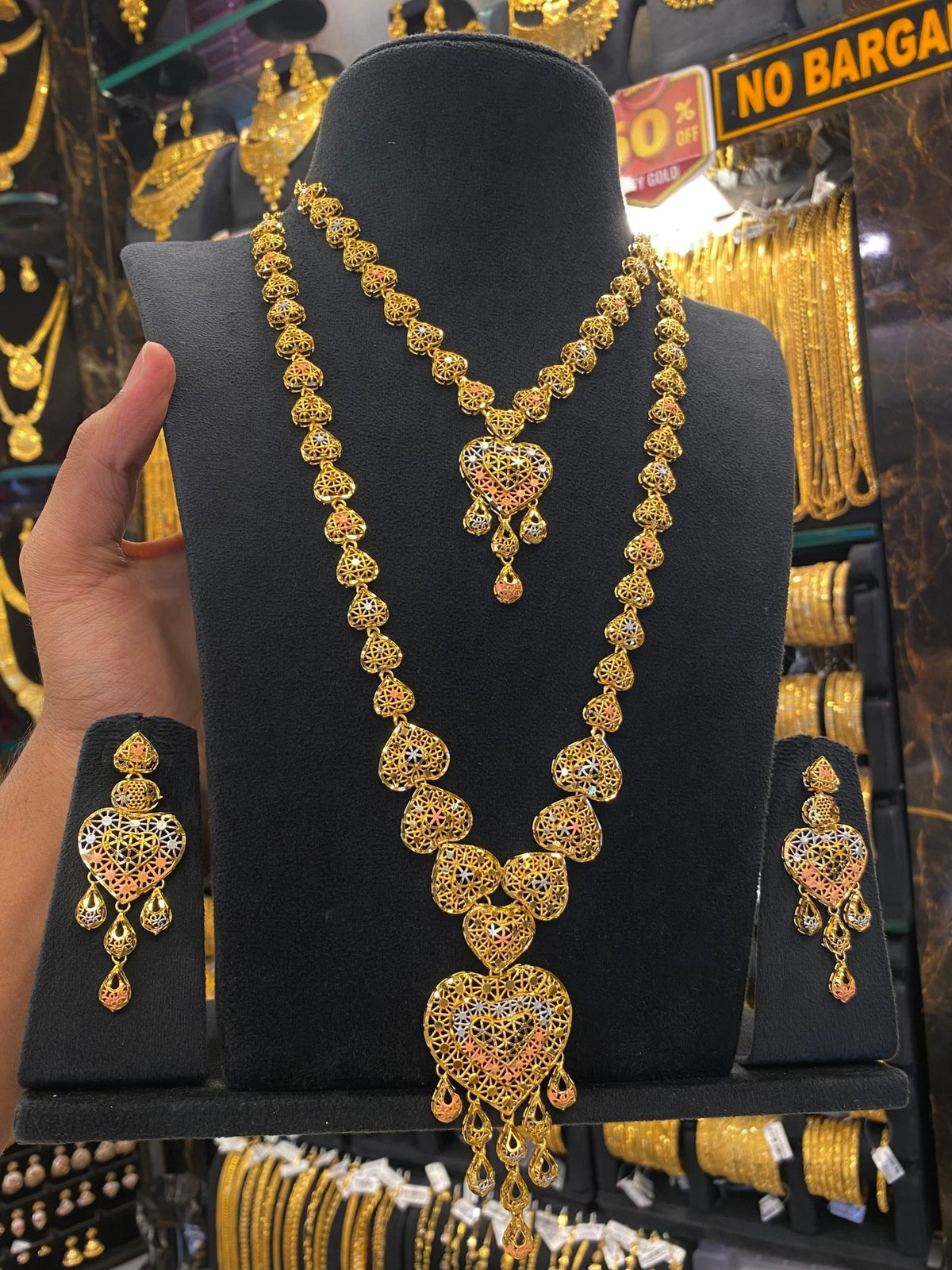 Turkish Style Combo Heart Set Tri Mix - Gold Plated - FAA FASHION