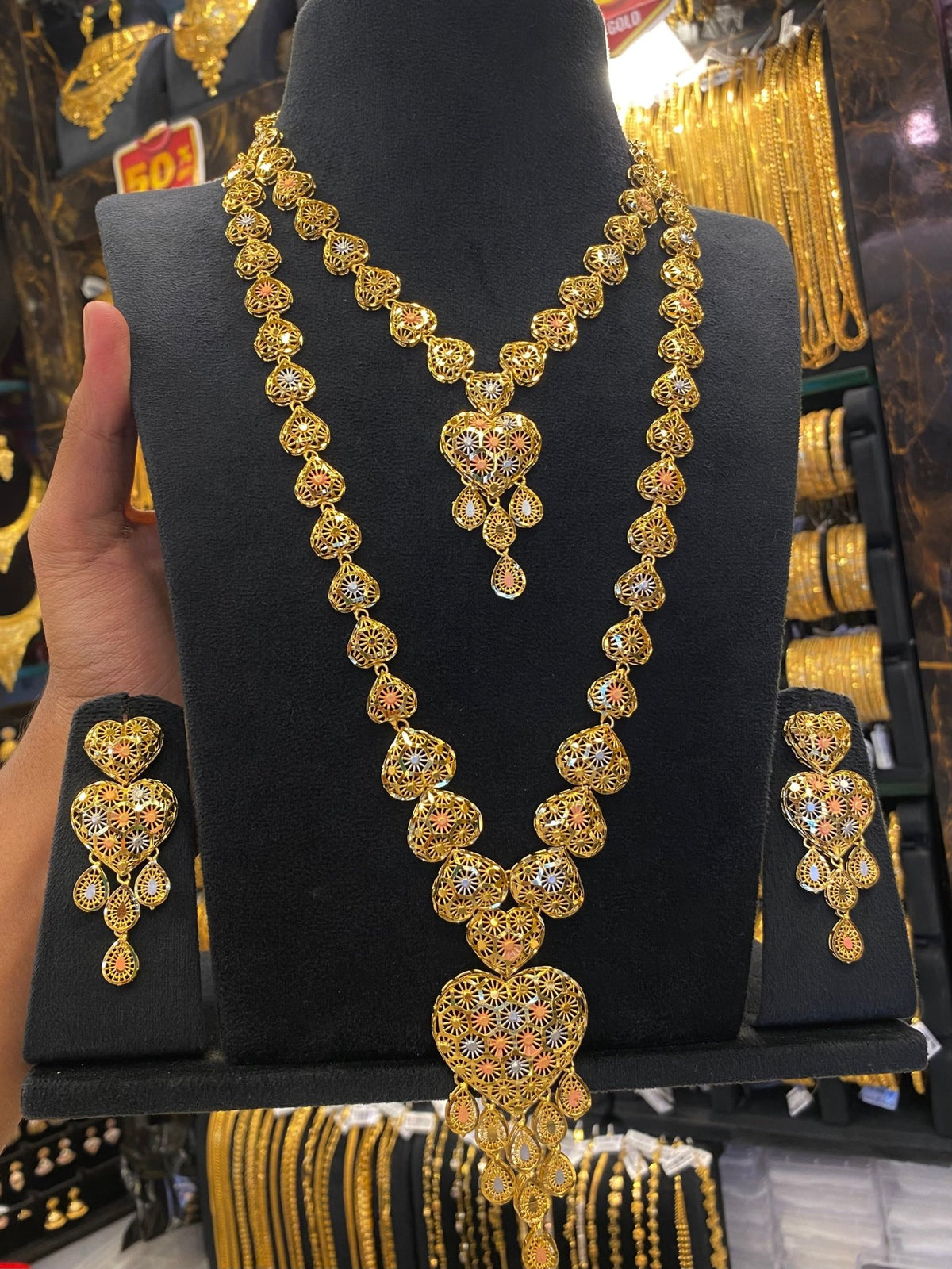 Turkish Style Combo Heart Tri Mix - Gold Plated - FAA FASHION