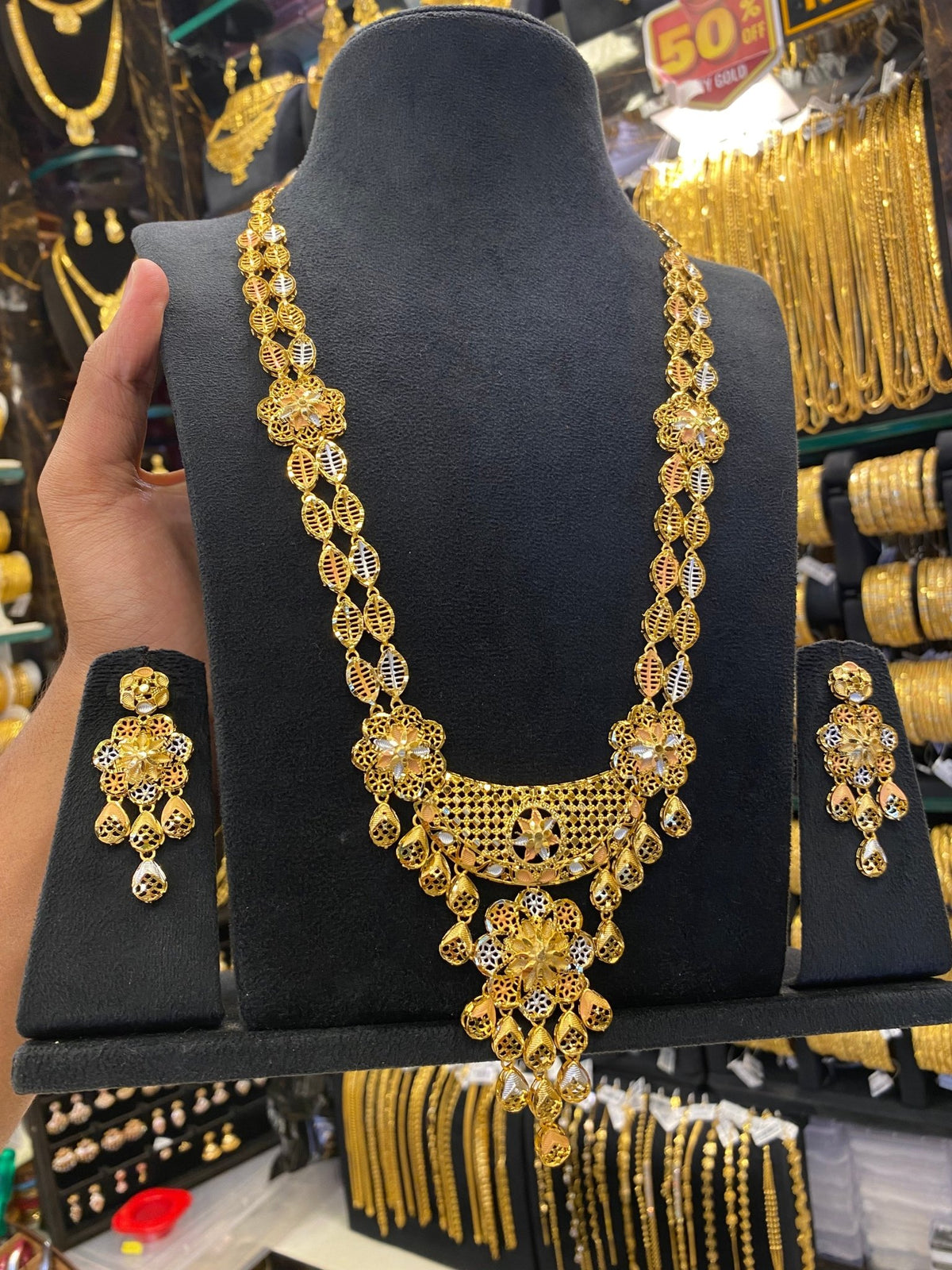 Turkish Style Long Set Tri Mix - Gold Plated - FAA FASHION