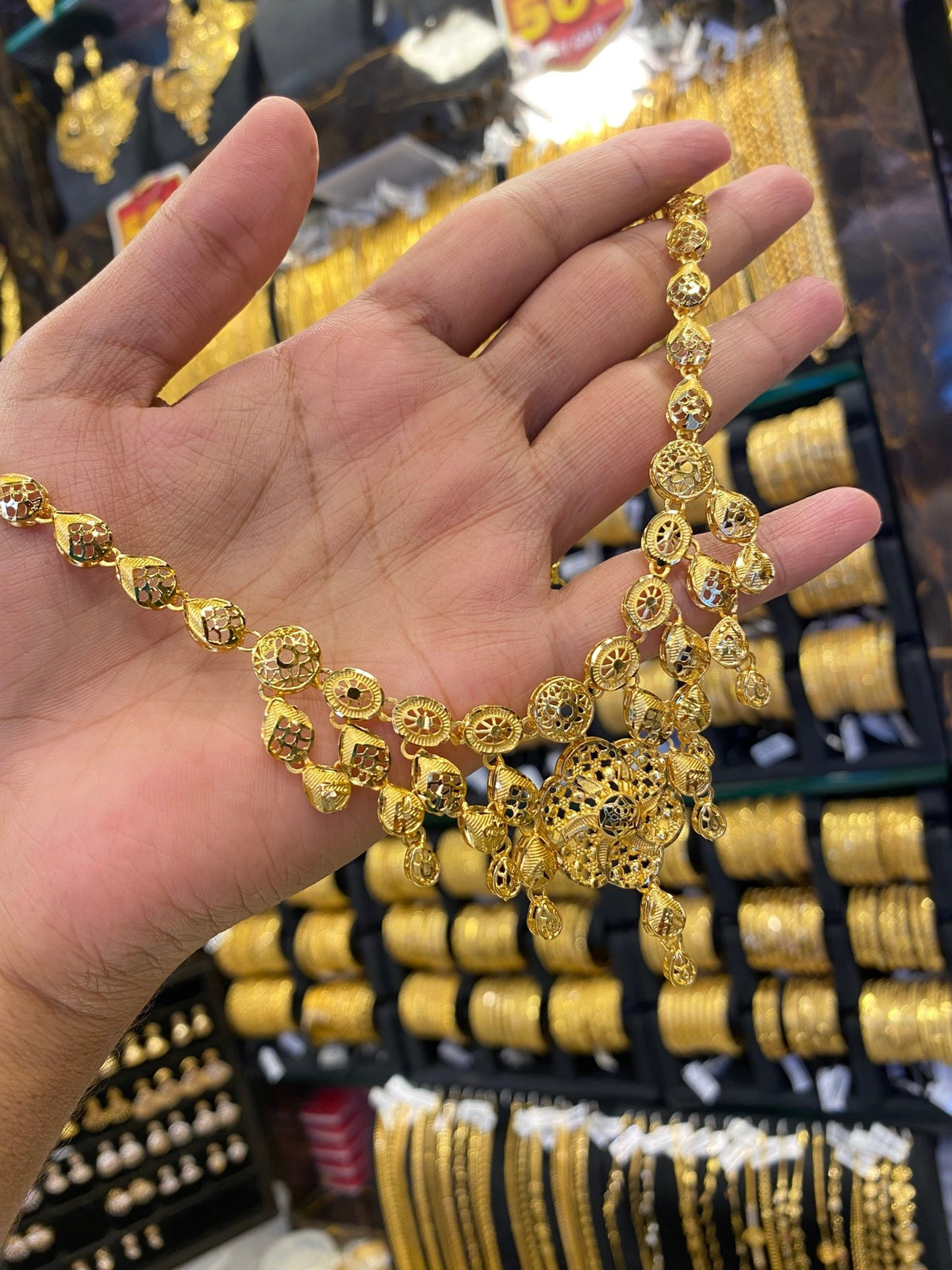 Turkish Style Neck Flowral Design - Gold Plated - FAA FASHION
