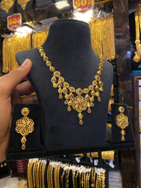 Turkish Style Neck Flowral Design - Gold Plated - FAA FASHION
