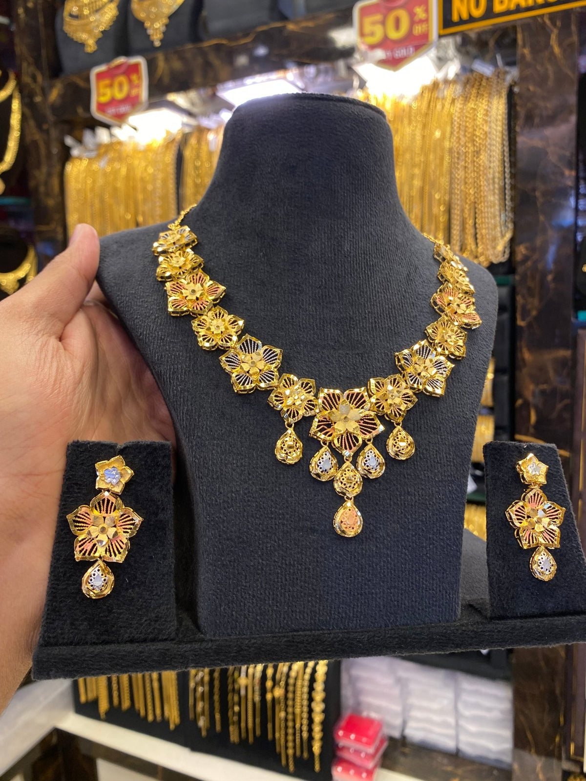 Turkish Style Neck Flowral set - Tri colour - FAA FASHION