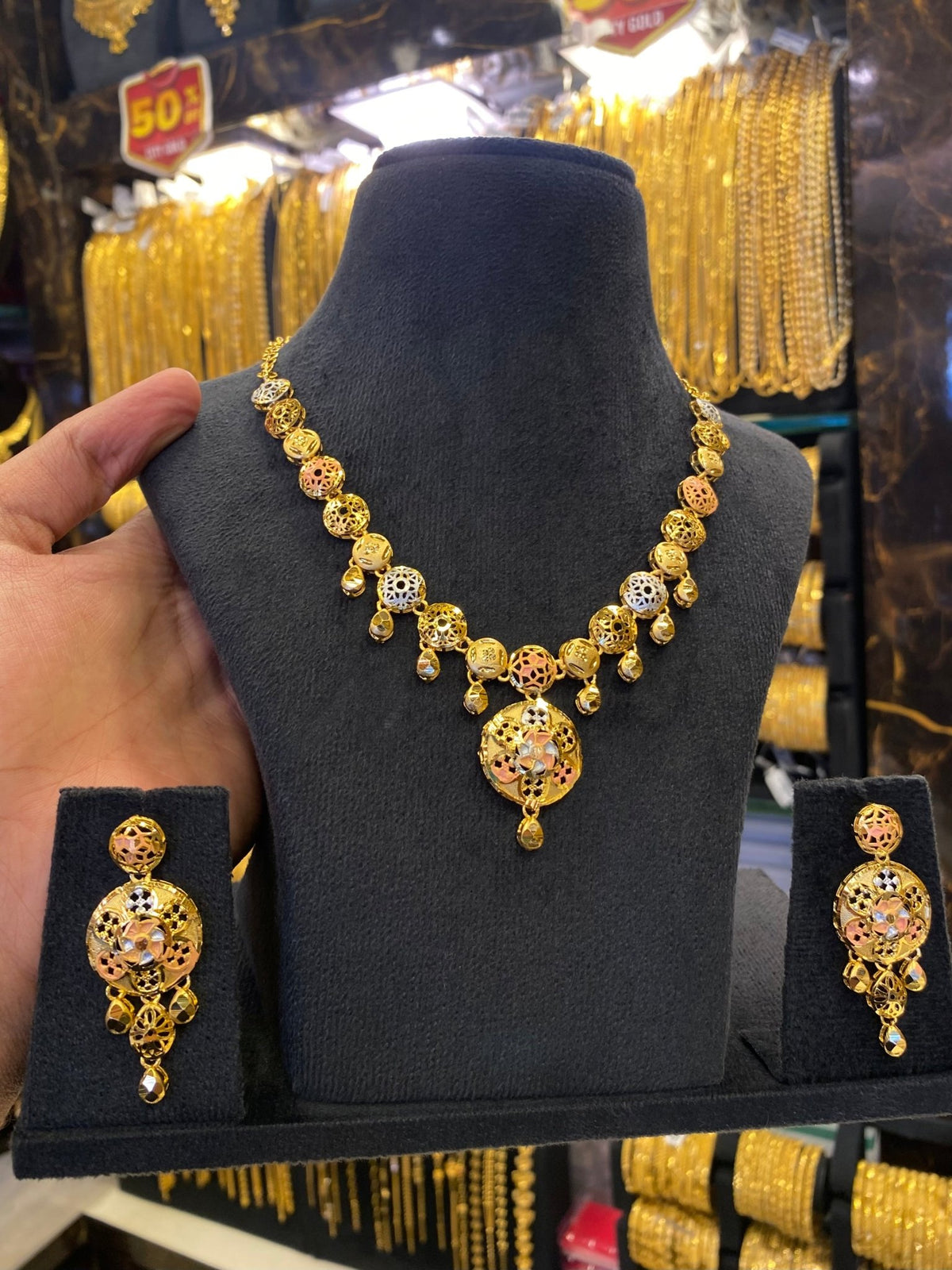 Turkish style neck set - Tri colour - FAA FASHION