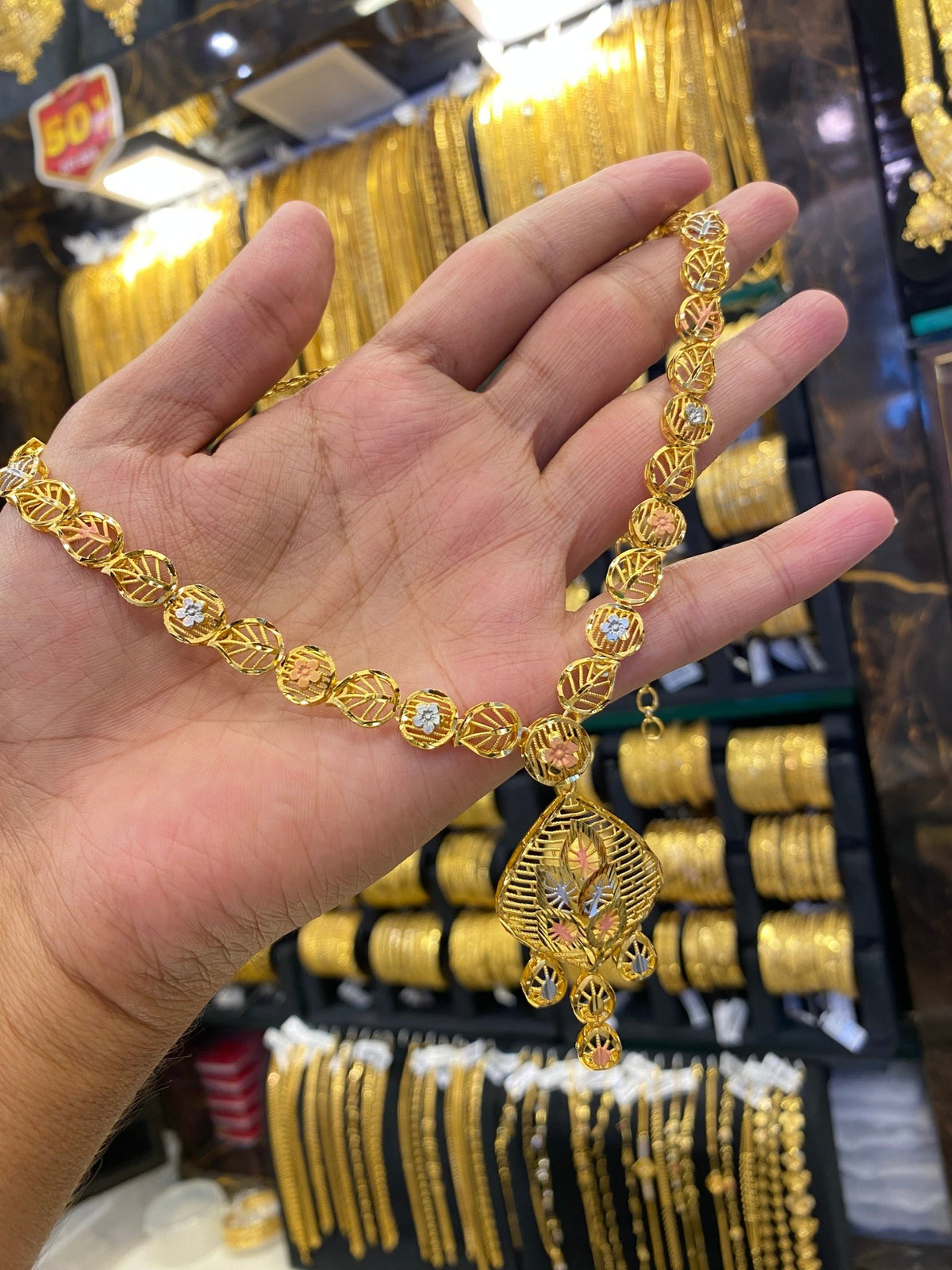 Turkish Style Neck Tri Mix - Gold Plated - FAA FASHION