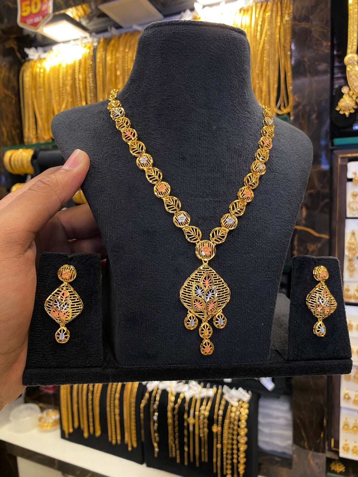 Turkish Style Neck Tri Mix - Gold Plated - FAA FASHION